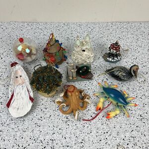 Mixed Lot of 10 Christmas Ornaments Maryland Beach Ocean Nautical Theme‎
